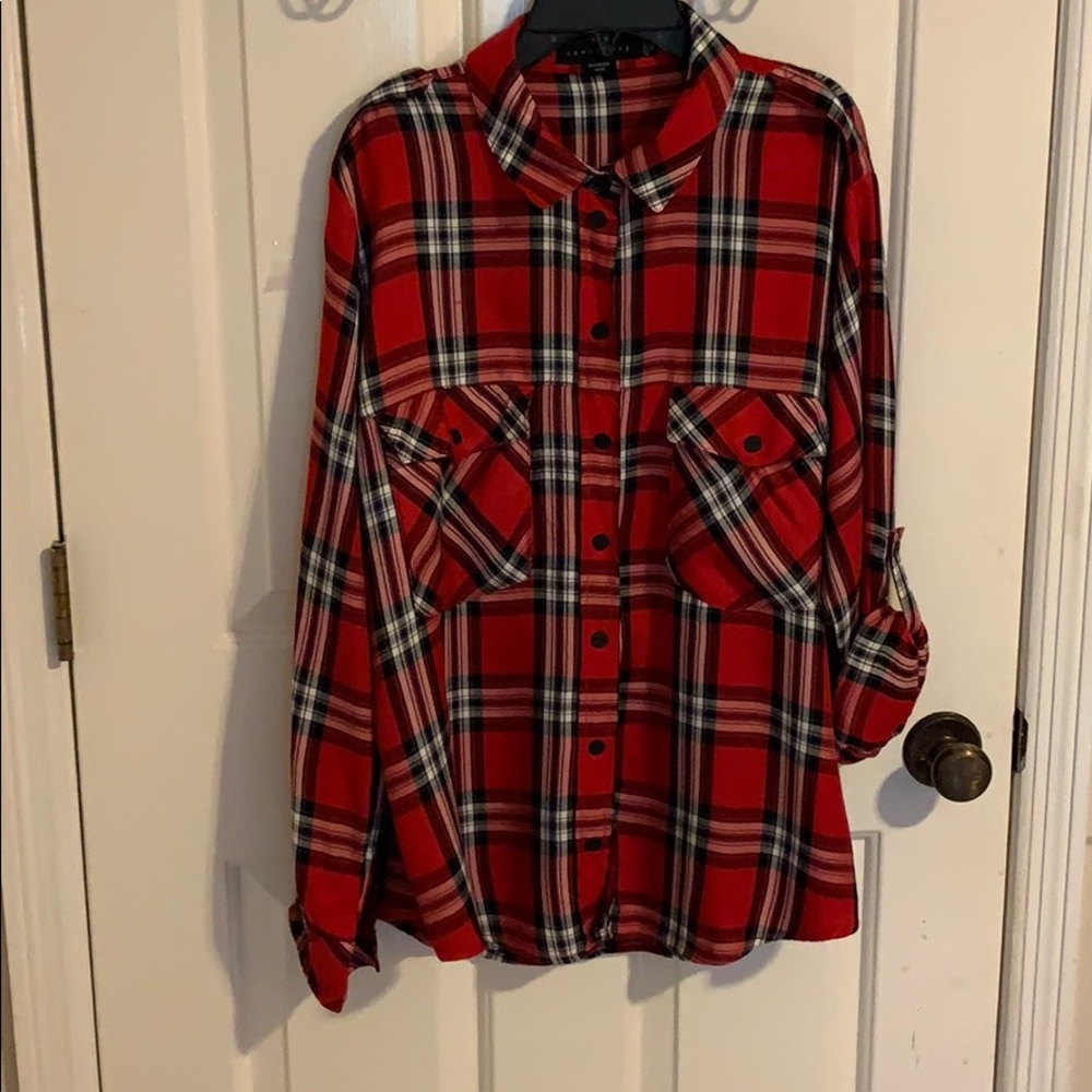 Sanctuary Boyfriend Shirt Red Plaid